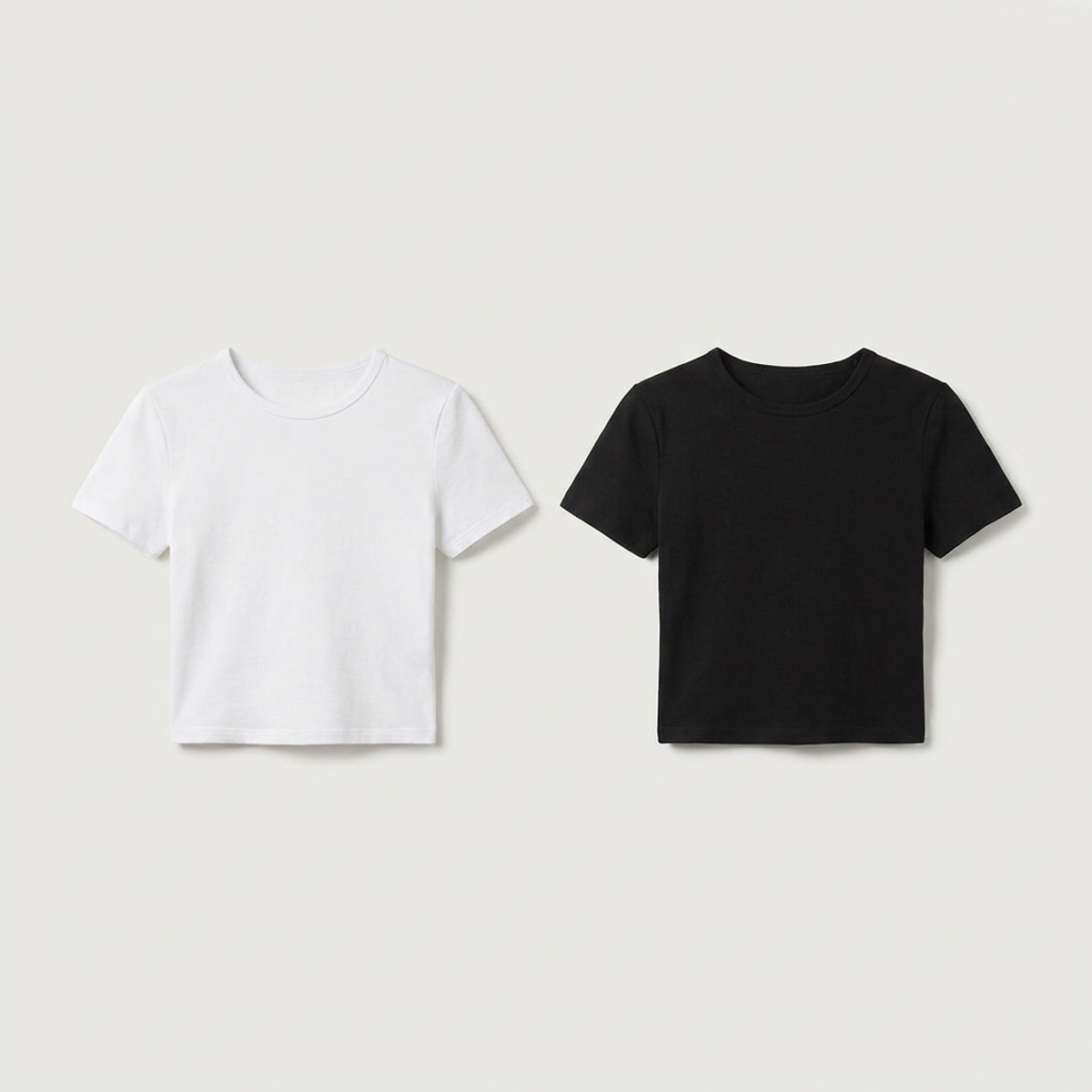 Pack x2 camiseta crop algodón blanco + negro mujer