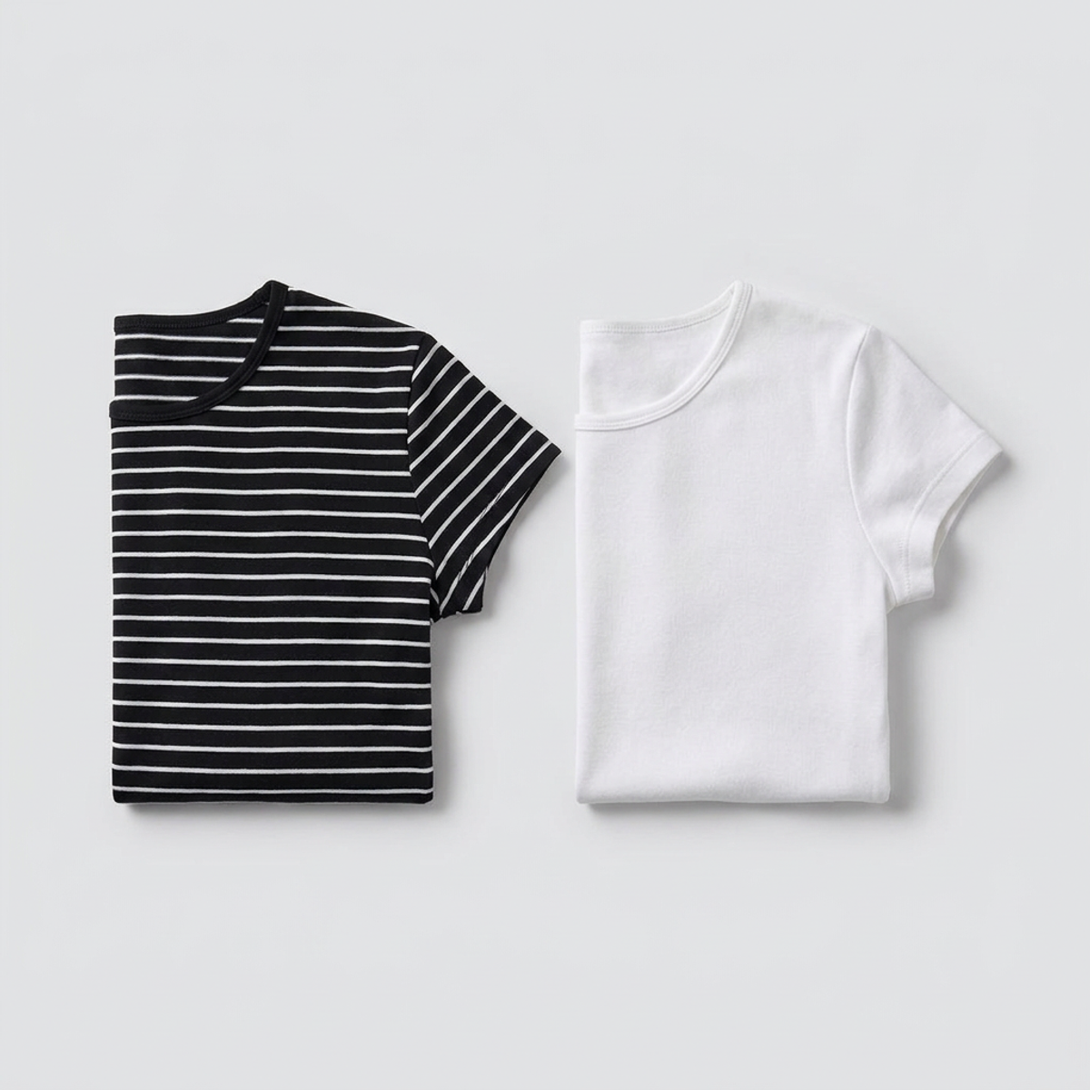 Pack x2 camiseta slim algodón rayas + blanco mujer