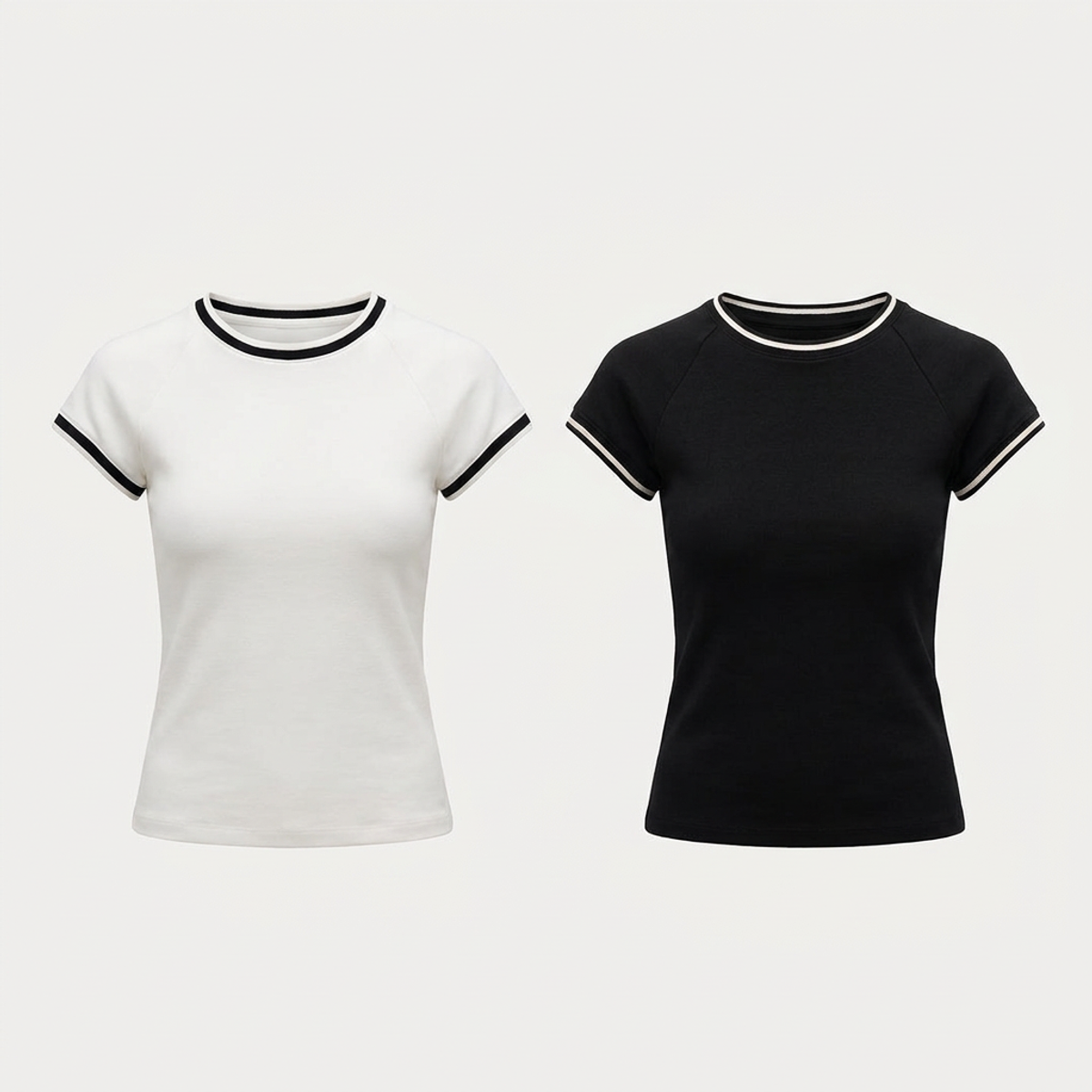 Pack x2 camiseta slim algodón blanco + negro mujer