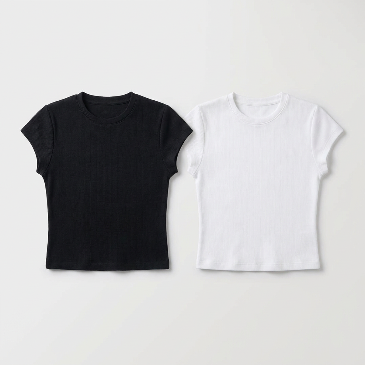 Pack x2 camiseta slim manga corta negro + blanco mujer