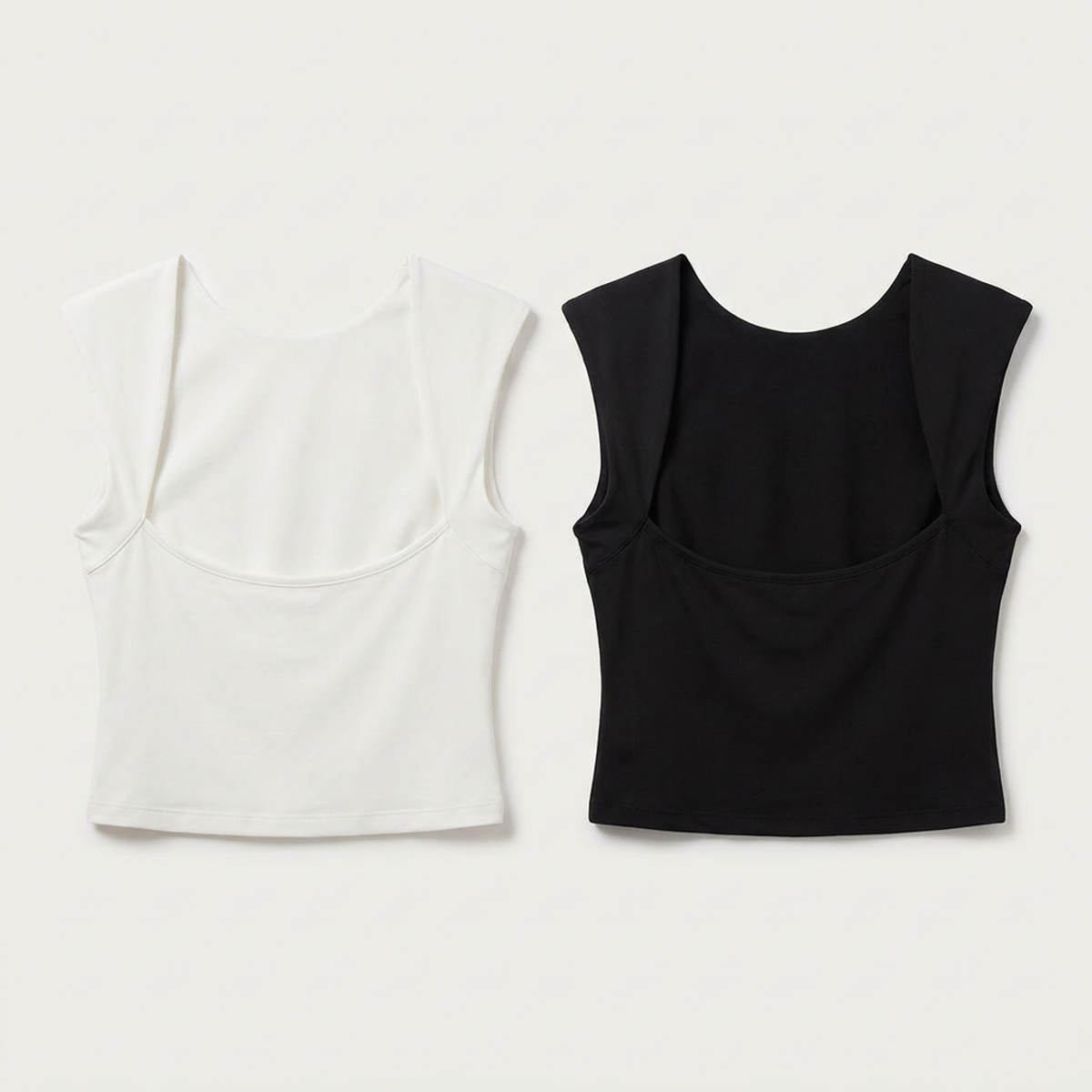 Pack x2 camiseta crop slim doble tela blanco + negro mujer