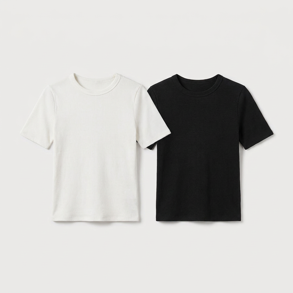Pack x2 camiseta slim rib algodón blanco + negro mujer