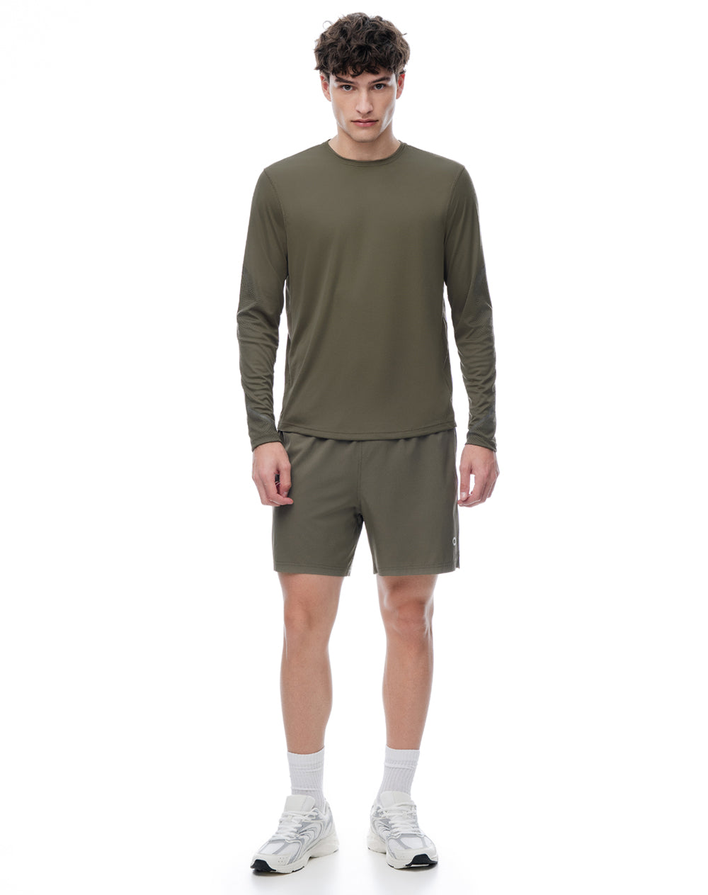 Camiseta regular manga larga taupe estampado hombre