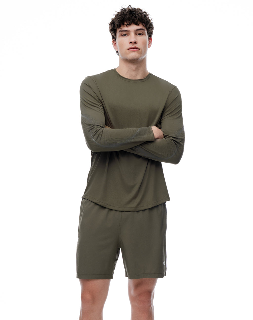 Camiseta regular manga larga taupe estampado hombre