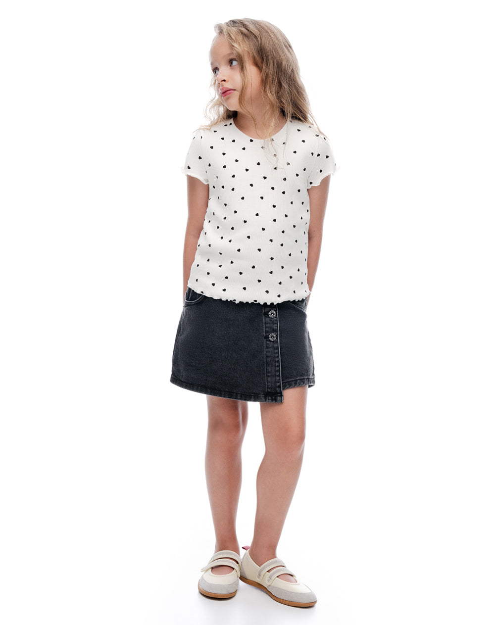 Camiseta slim manga corta blanca estampada