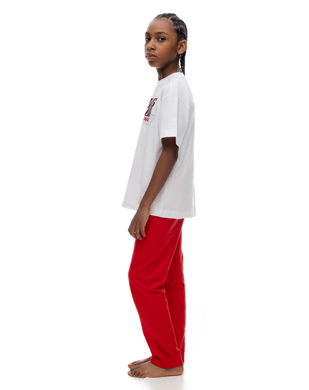 Pijama regular manga corta rojo niño