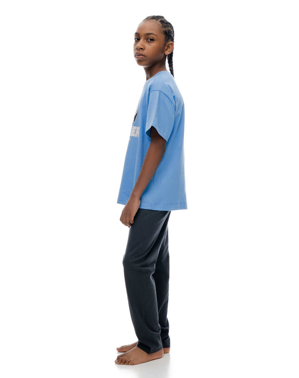 Pijama regular manga corta azul niño