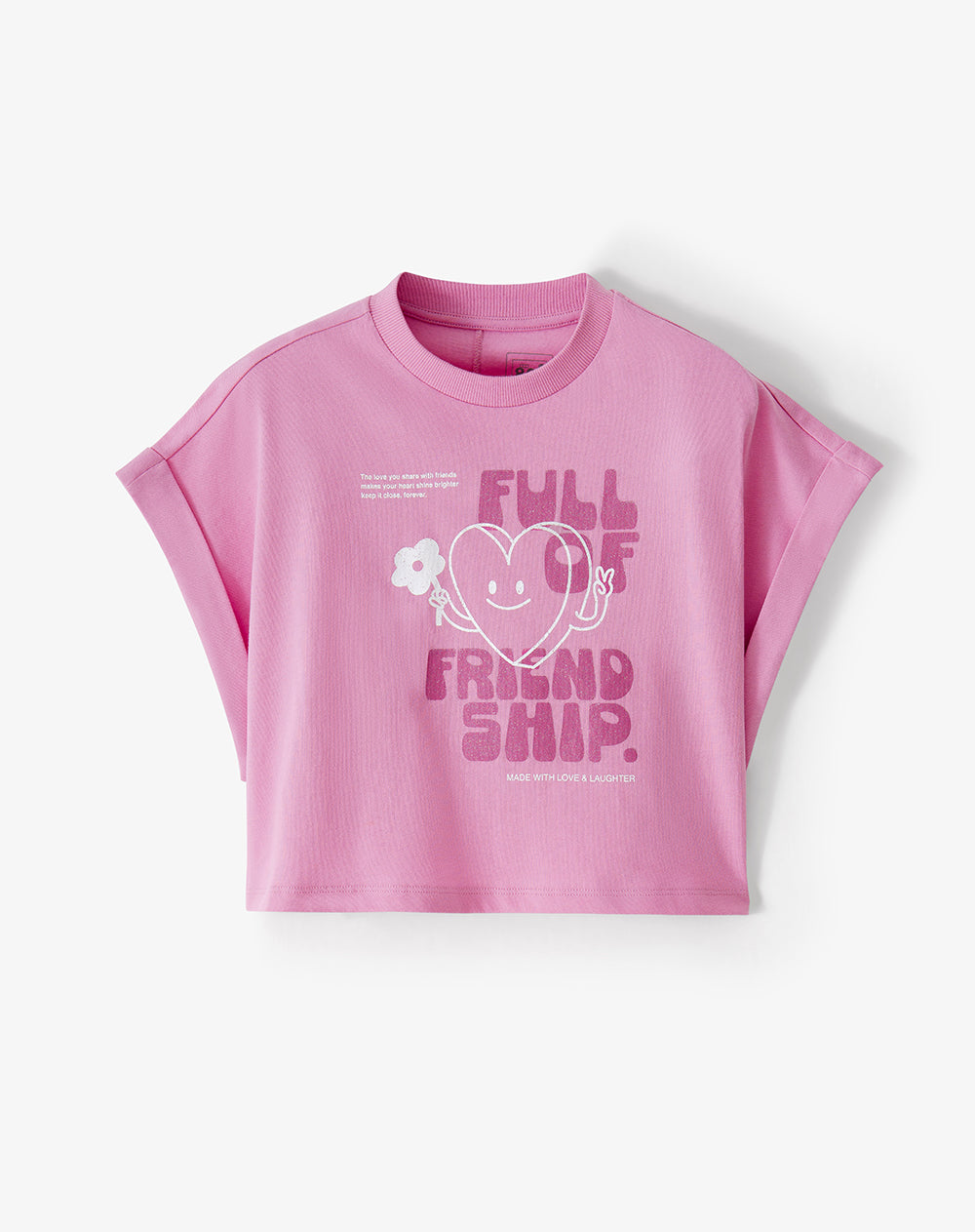 Camiseta relaxed manga corta rosada niña