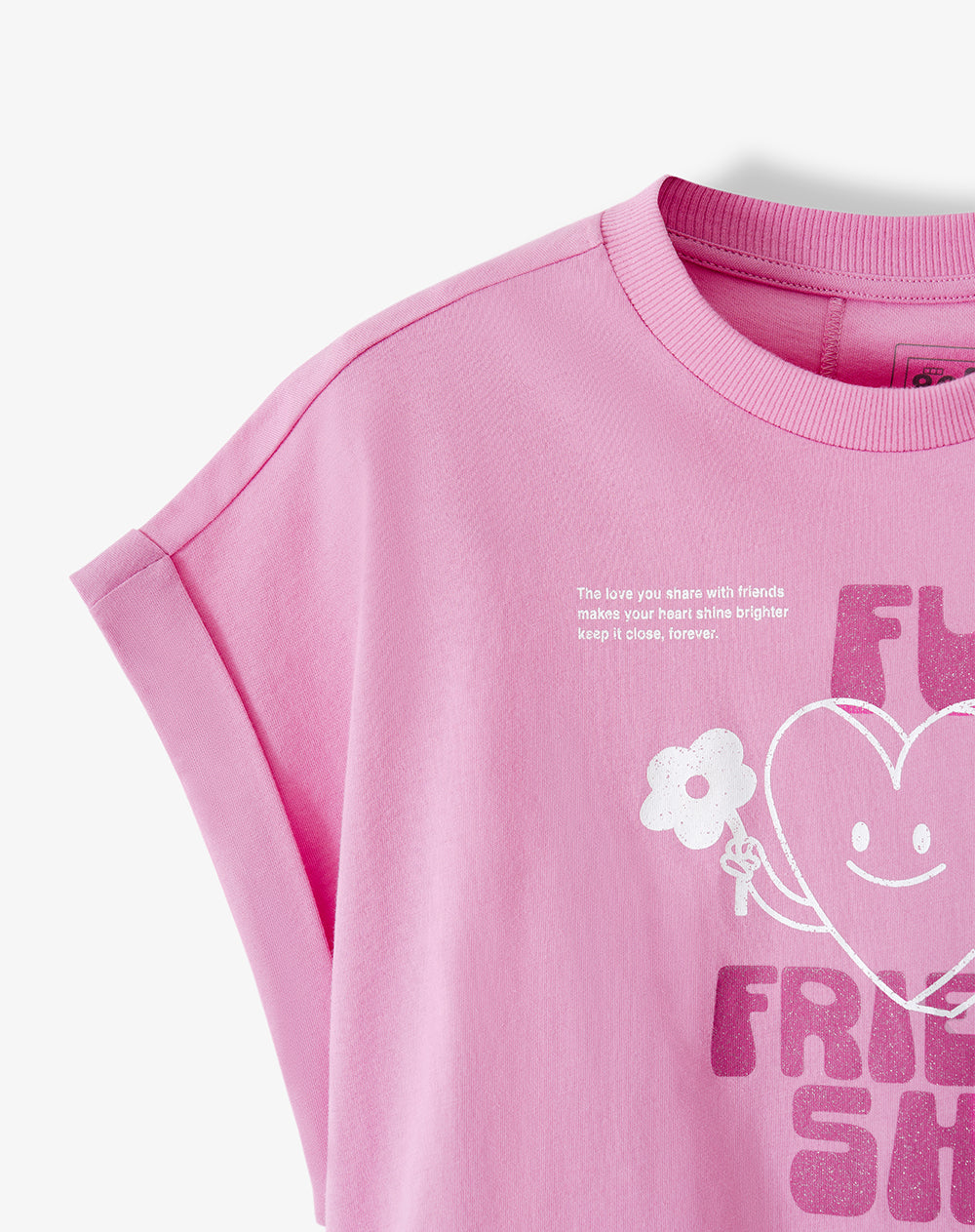 Camiseta relaxed manga corta rosada niña