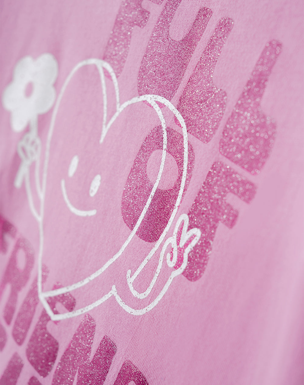 Camiseta relaxed manga corta rosada niña