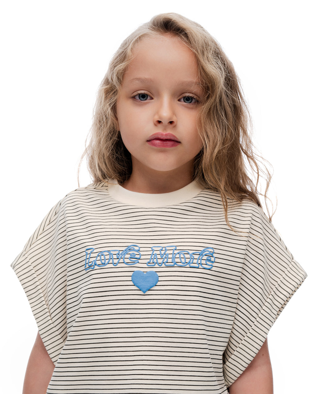 Camiseta relaxed manga corta crudo rayas niña