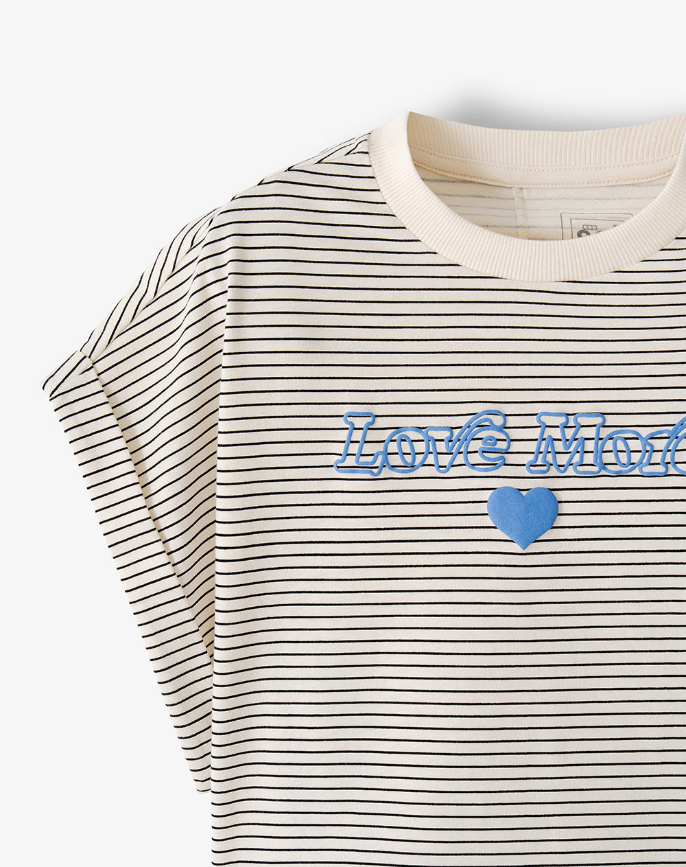 Camiseta relaxed manga corta crudo rayas niña