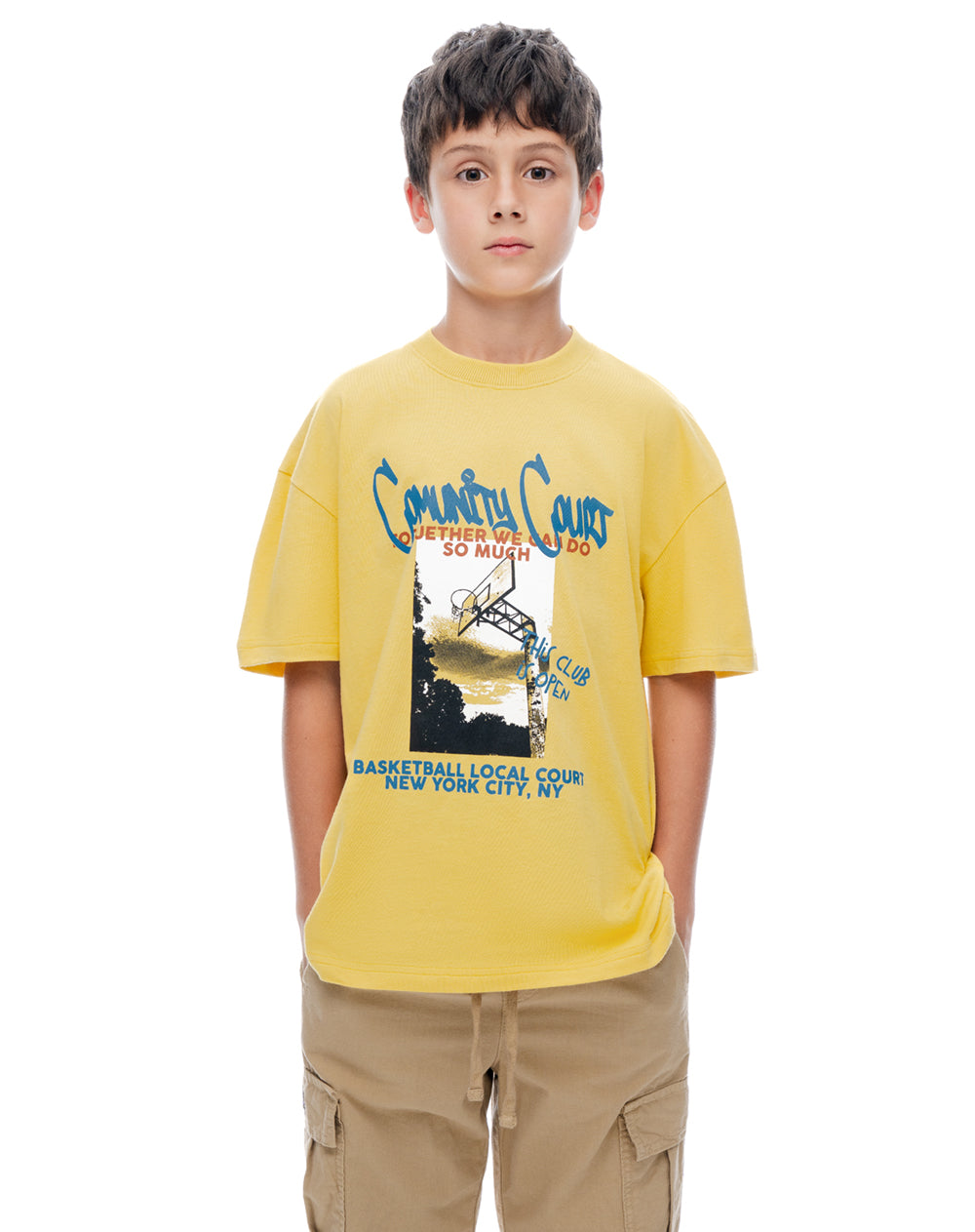 Camiseta regular manga corta amarilla niño