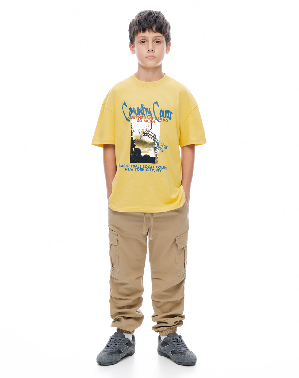Camiseta regular manga corta amarilla niño