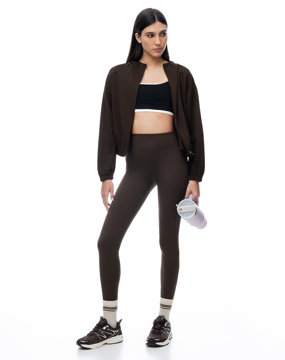 Legging tiro alto café oscuro