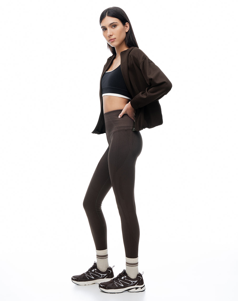 Legging tiro alto café oscuro