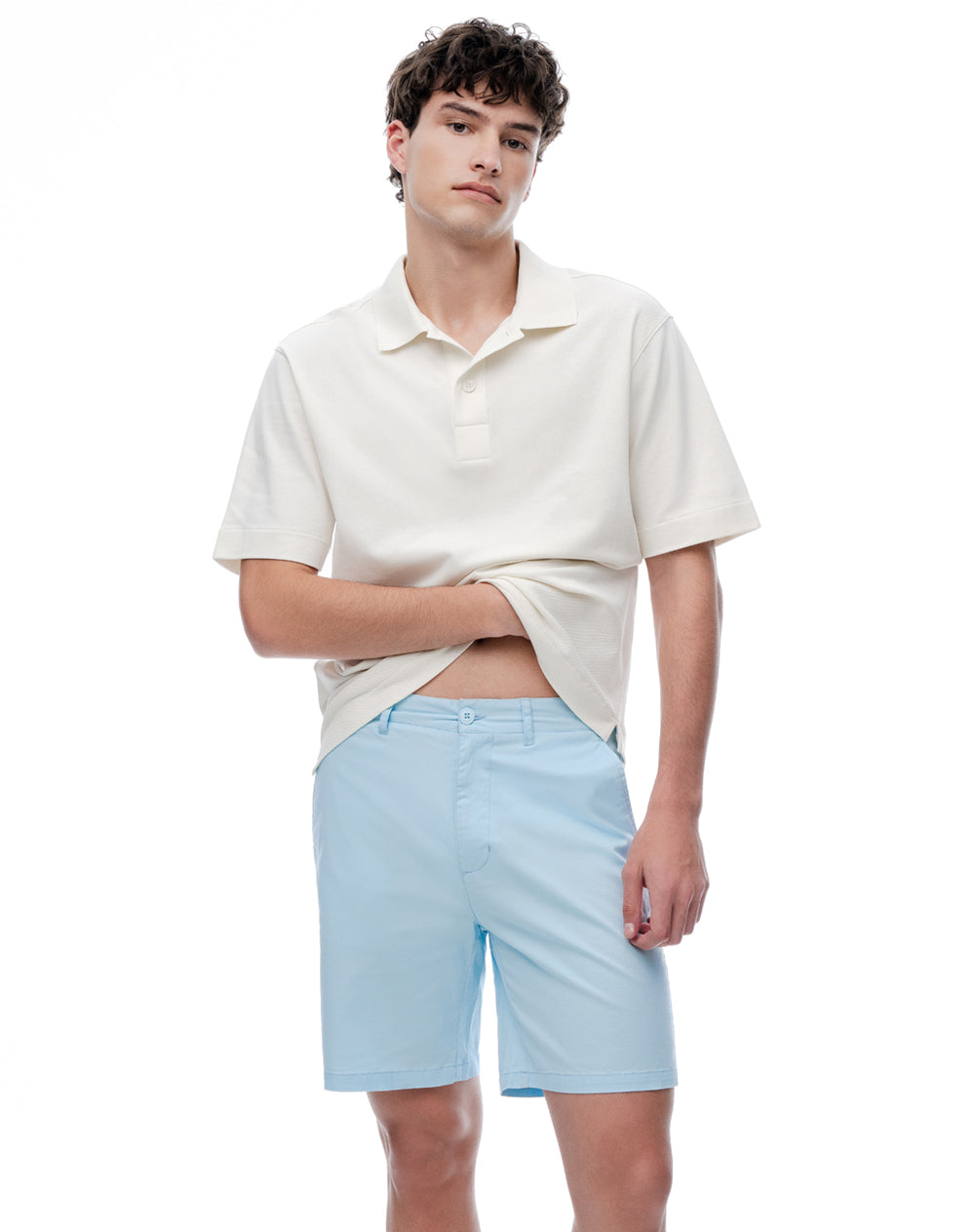Bermuda regular fit en drill azul