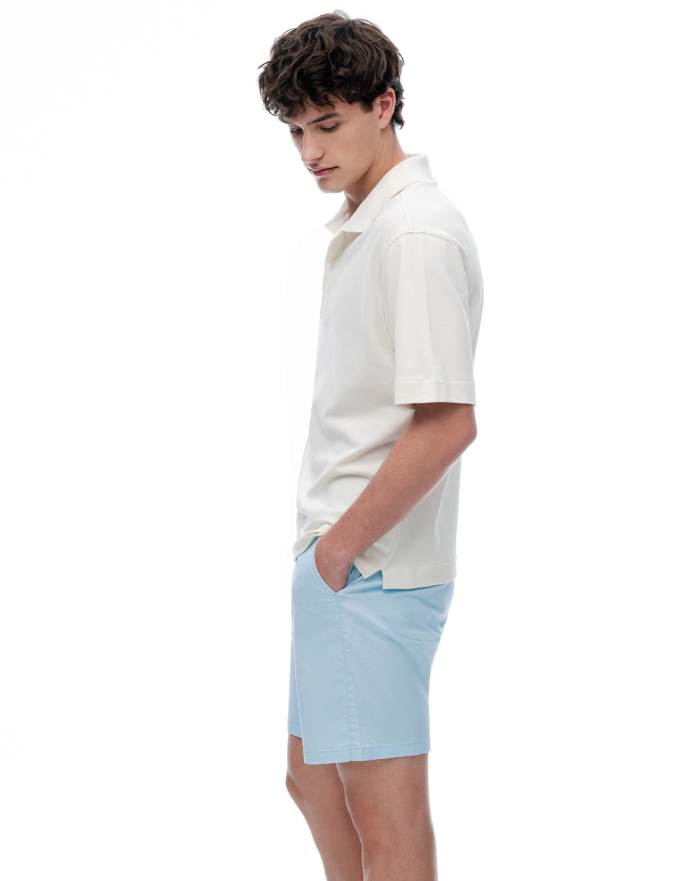 Bermuda regular fit en drill azul