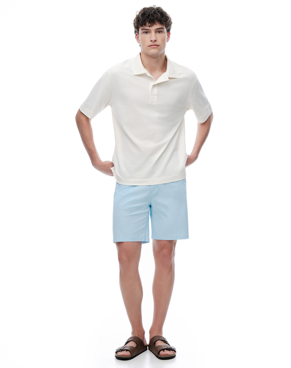 Bermuda regular fit en drill azul