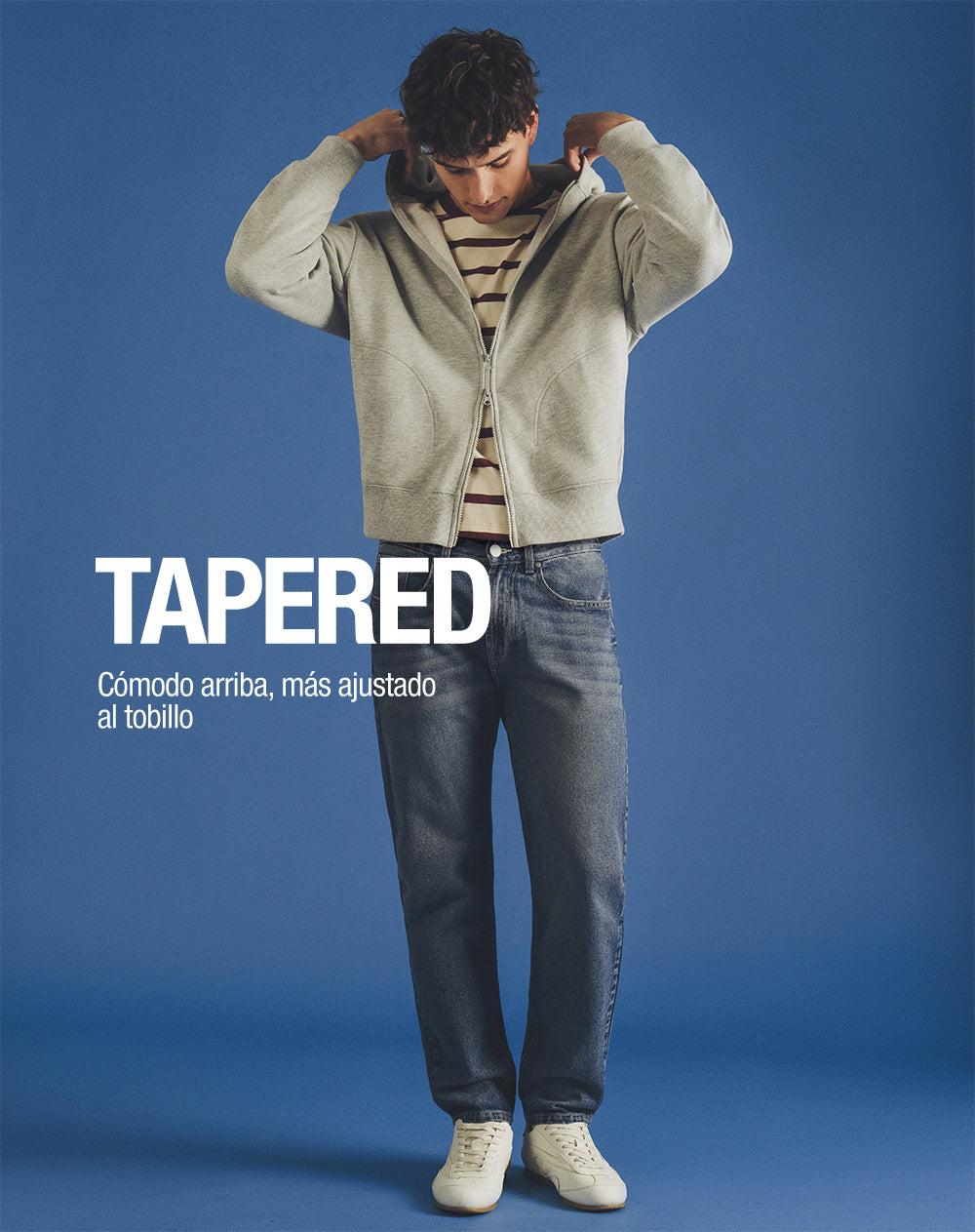 Jean tappered índigo medio hombre