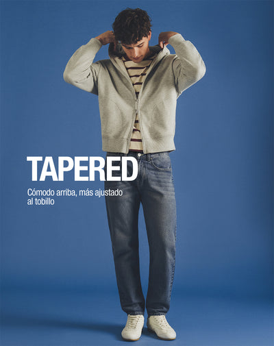Jean tappered índigo medio hombre