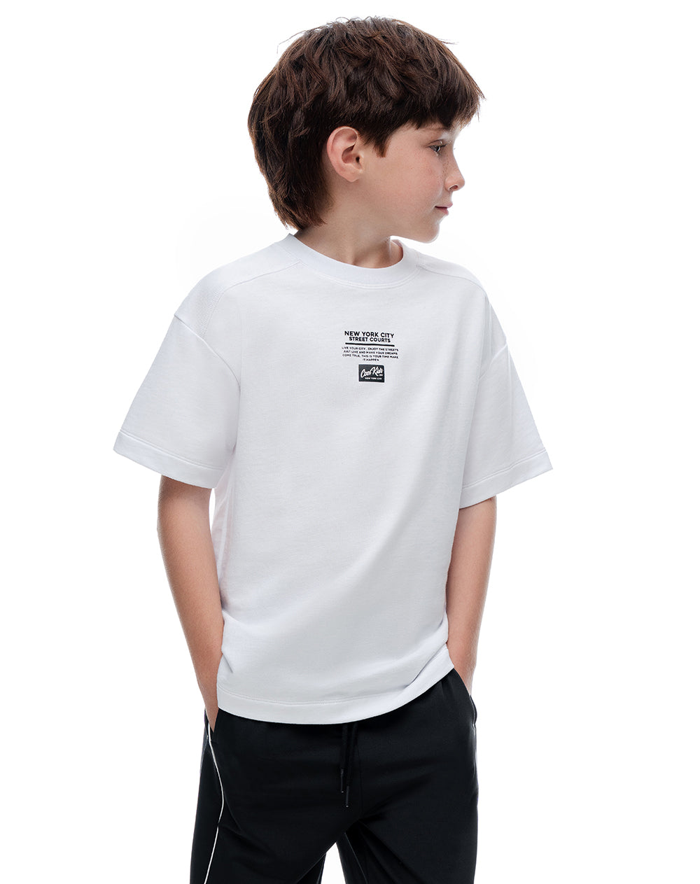 Camiseta regular manga corta blanca niño