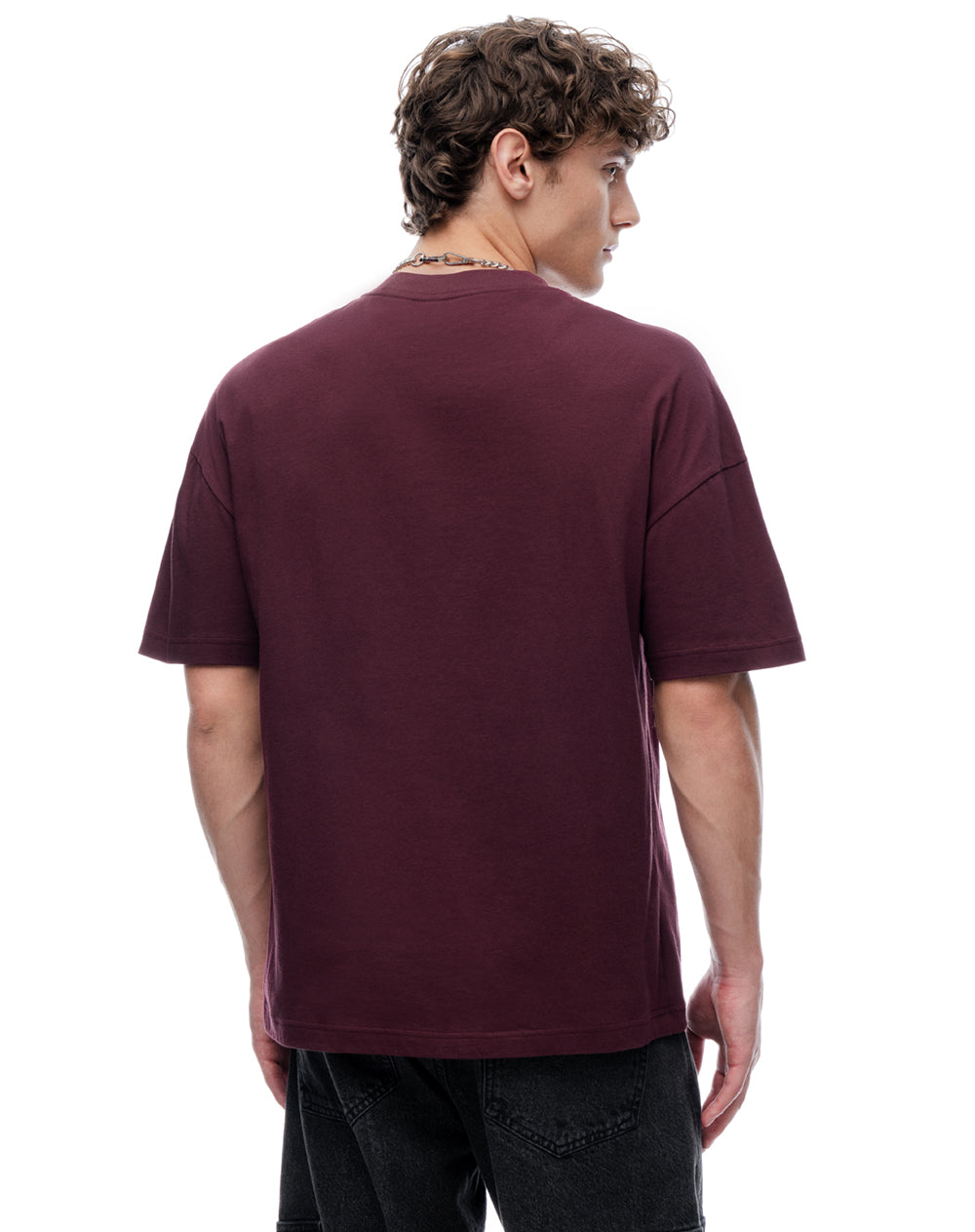 Camiseta regular manga corta vino tinto hombre