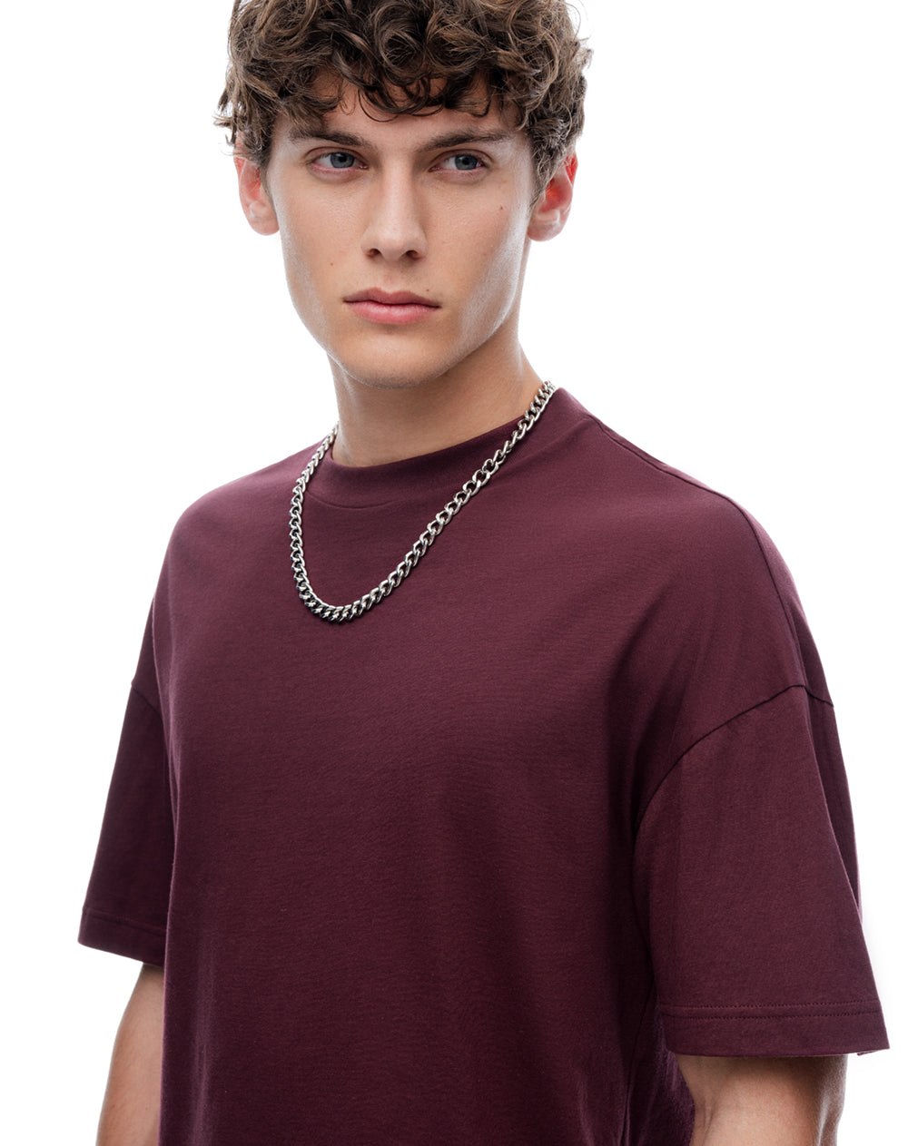 Camiseta regular manga corta vino tinto hombre