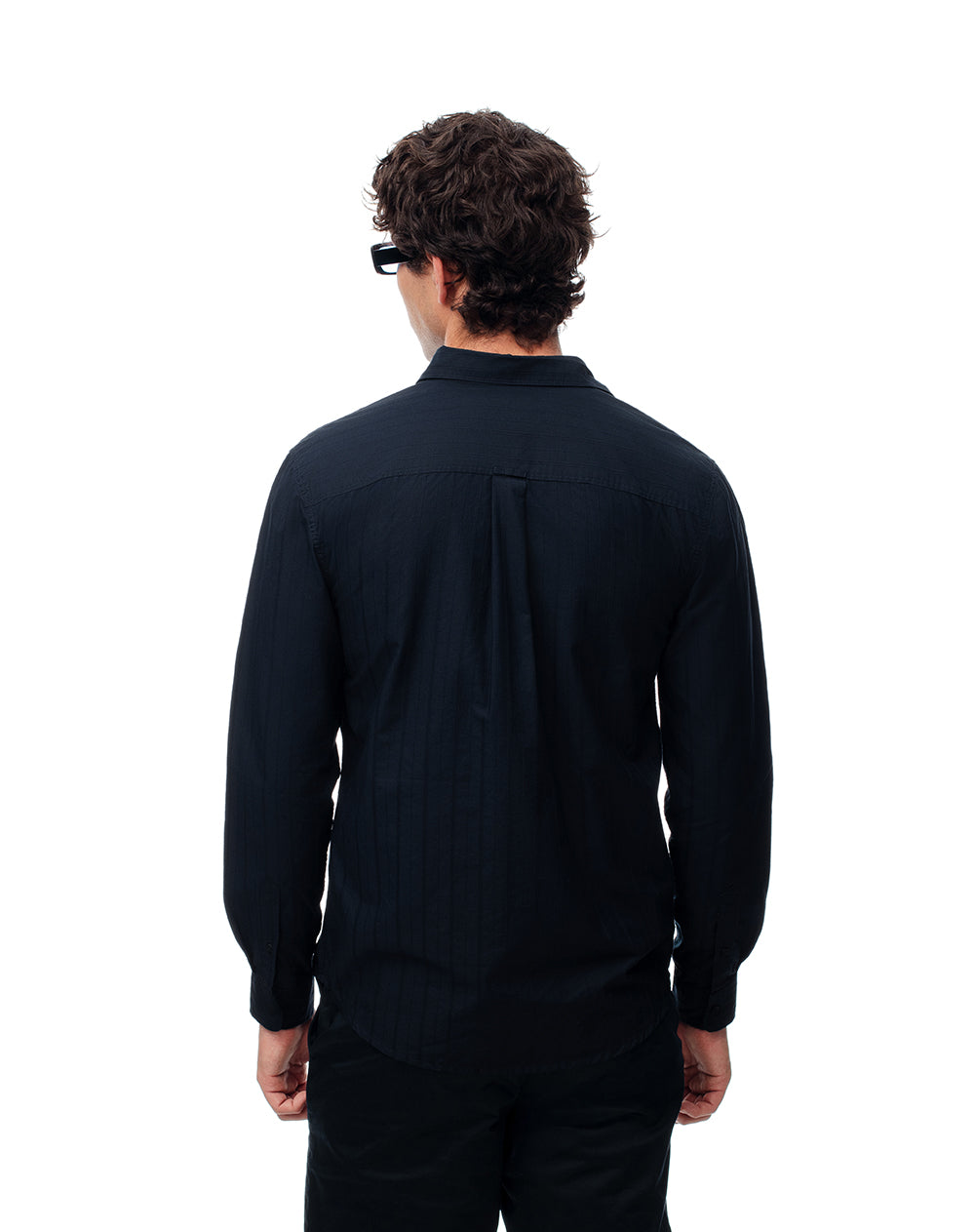 Camisa regular manga larga azul hombre