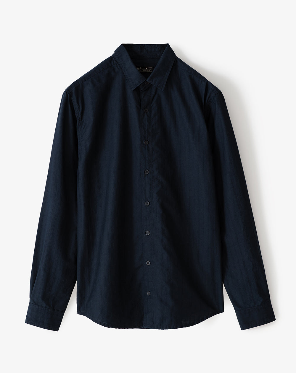Camisa regular manga larga azul hombre
