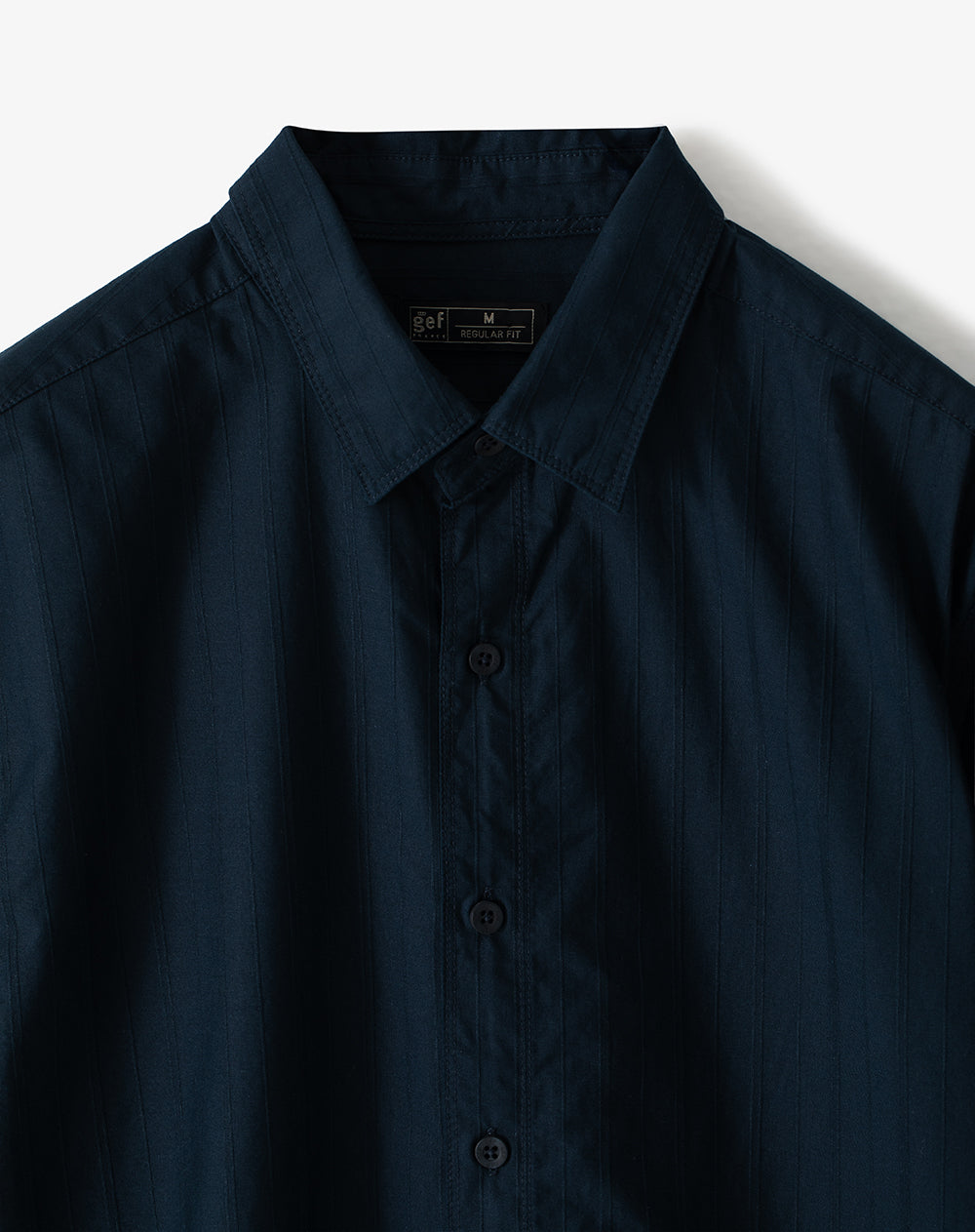 Camisa regular manga larga azul hombre