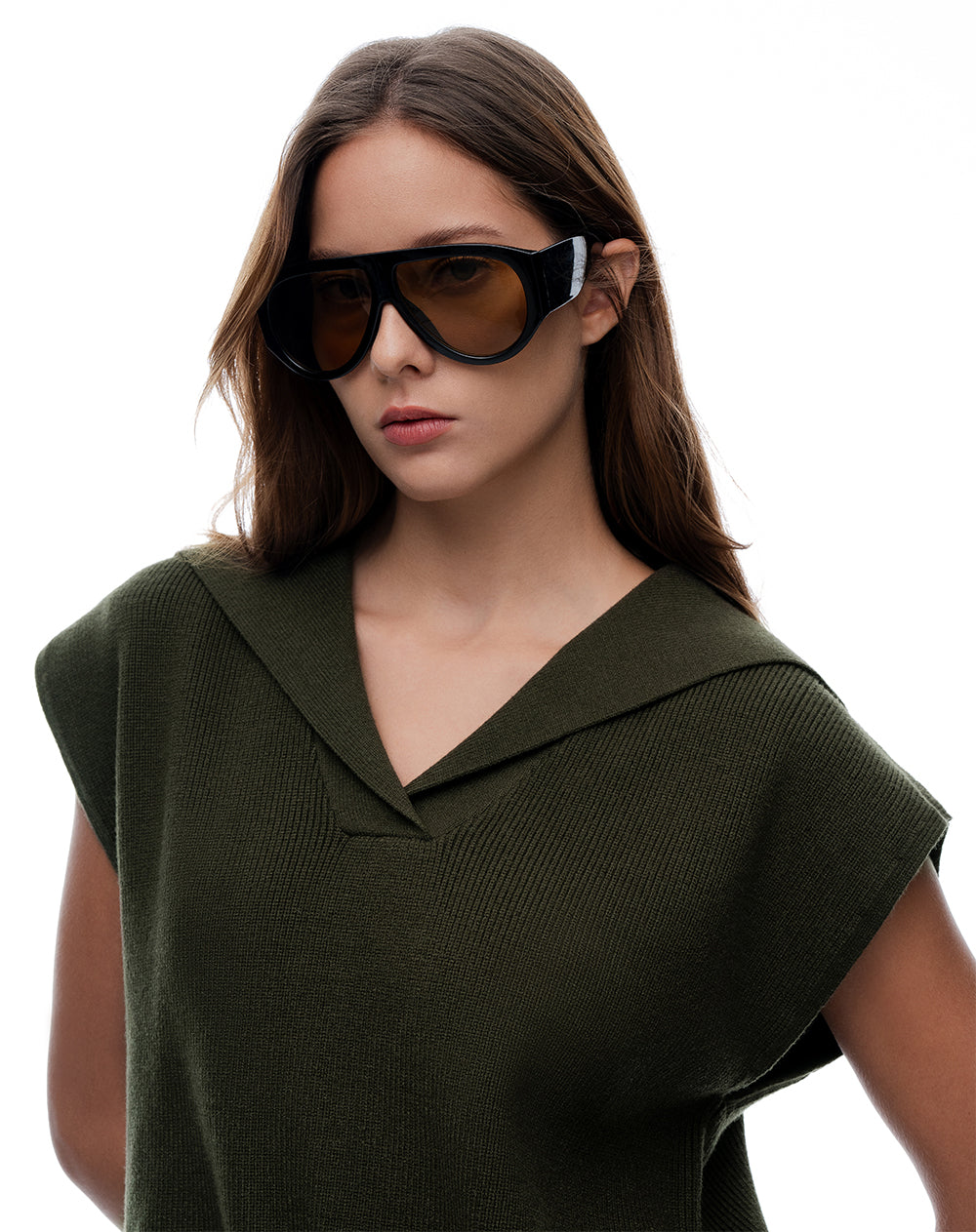 Chaleco oversize sin capucha verde mujer