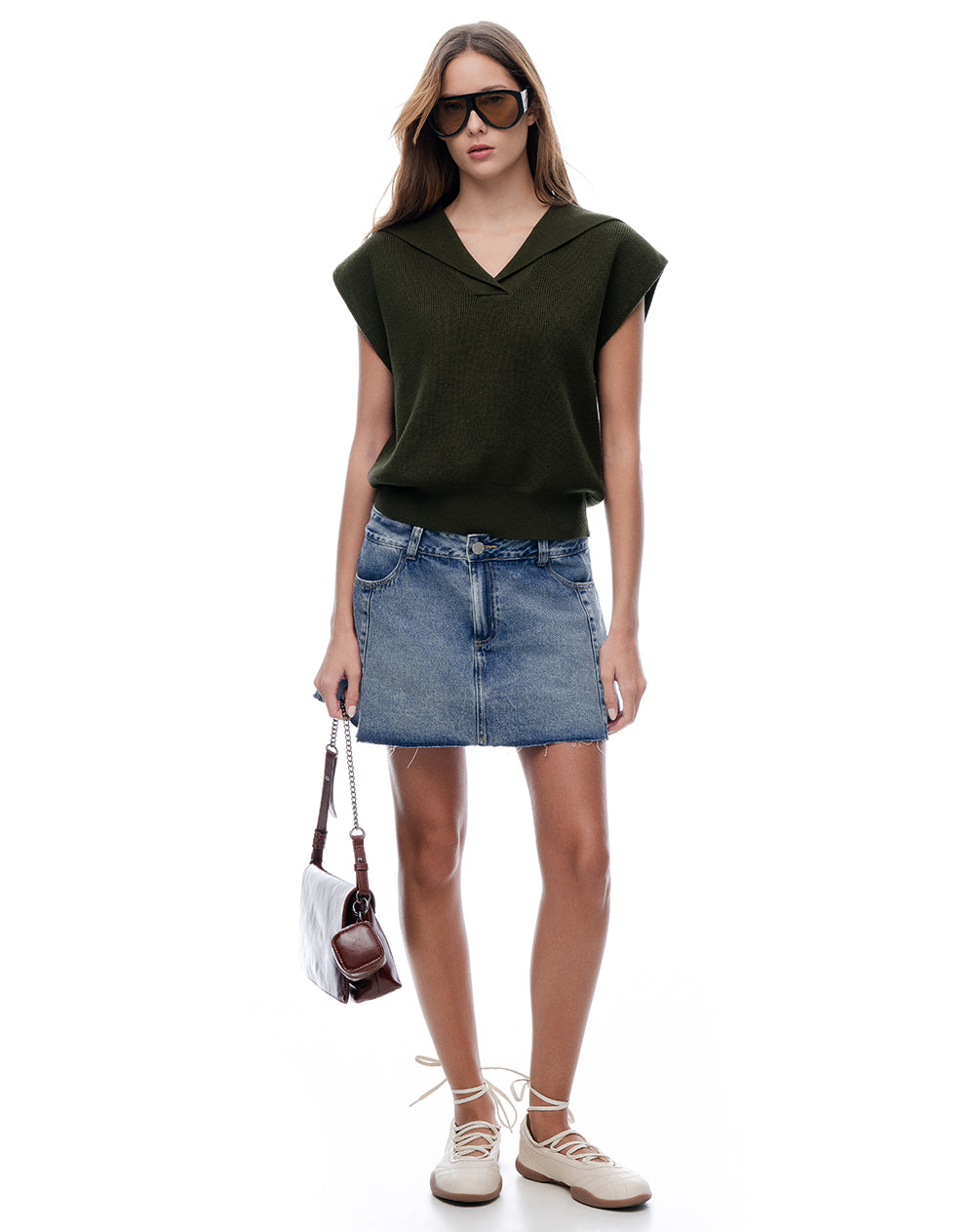 Chaleco oversize sin capucha verde mujer