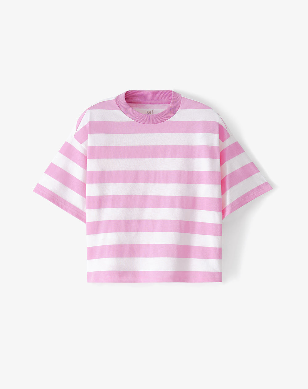 Camiseta relaxed manga corta rosada rayas niña