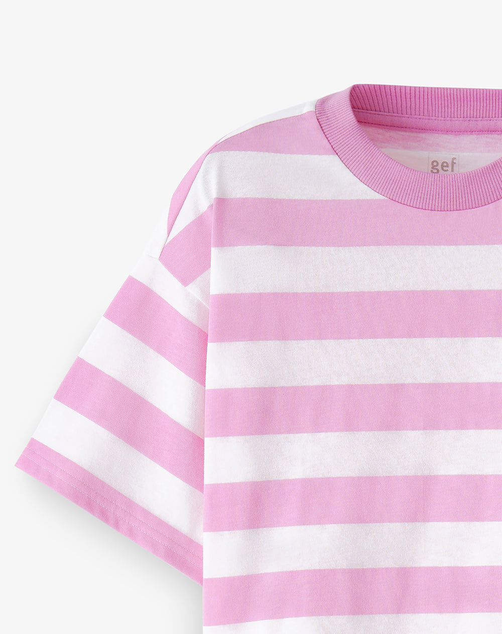 Camiseta relaxed manga corta rosada rayas niña