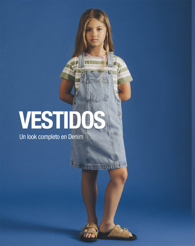 Overol corto denim índigo medio niña