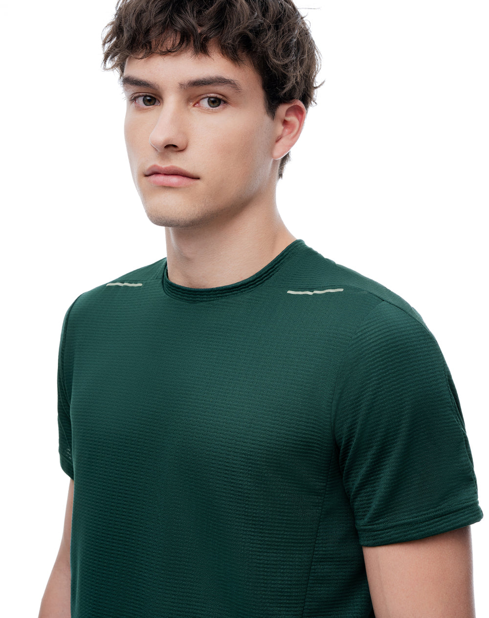 Camiseta slim manga corta verde hombre