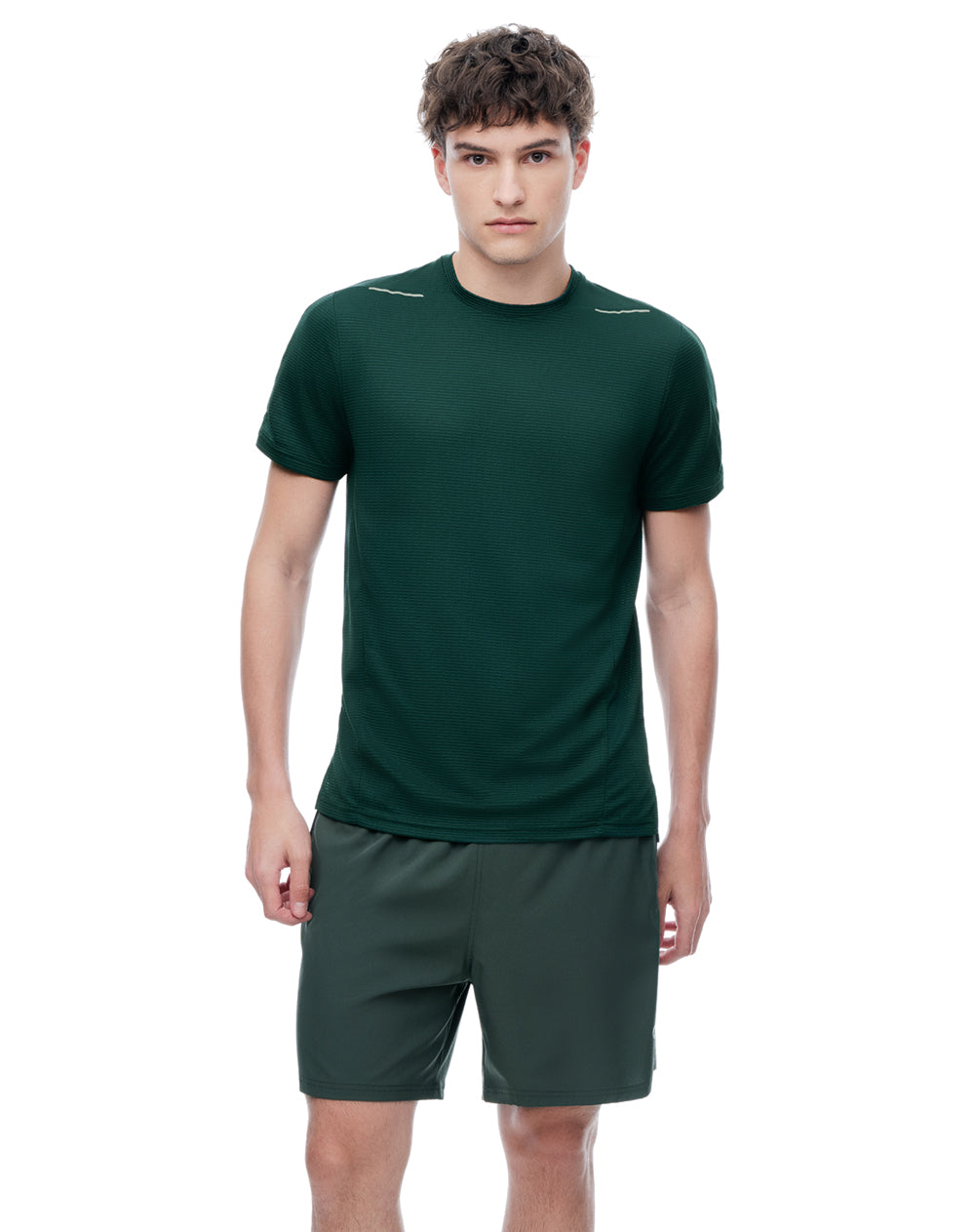 Camiseta slim manga corta verde hombre