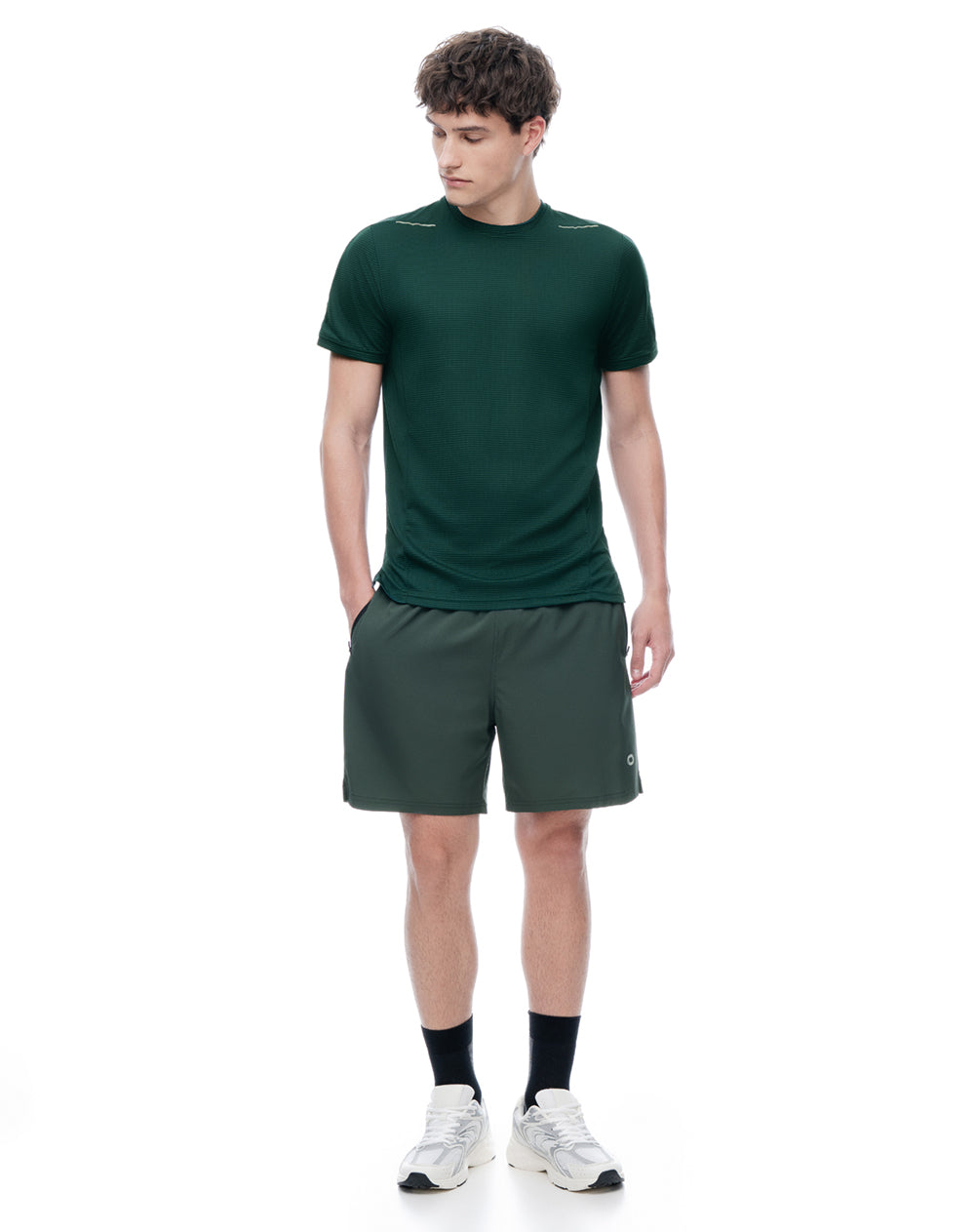 Camiseta slim manga corta verde hombre