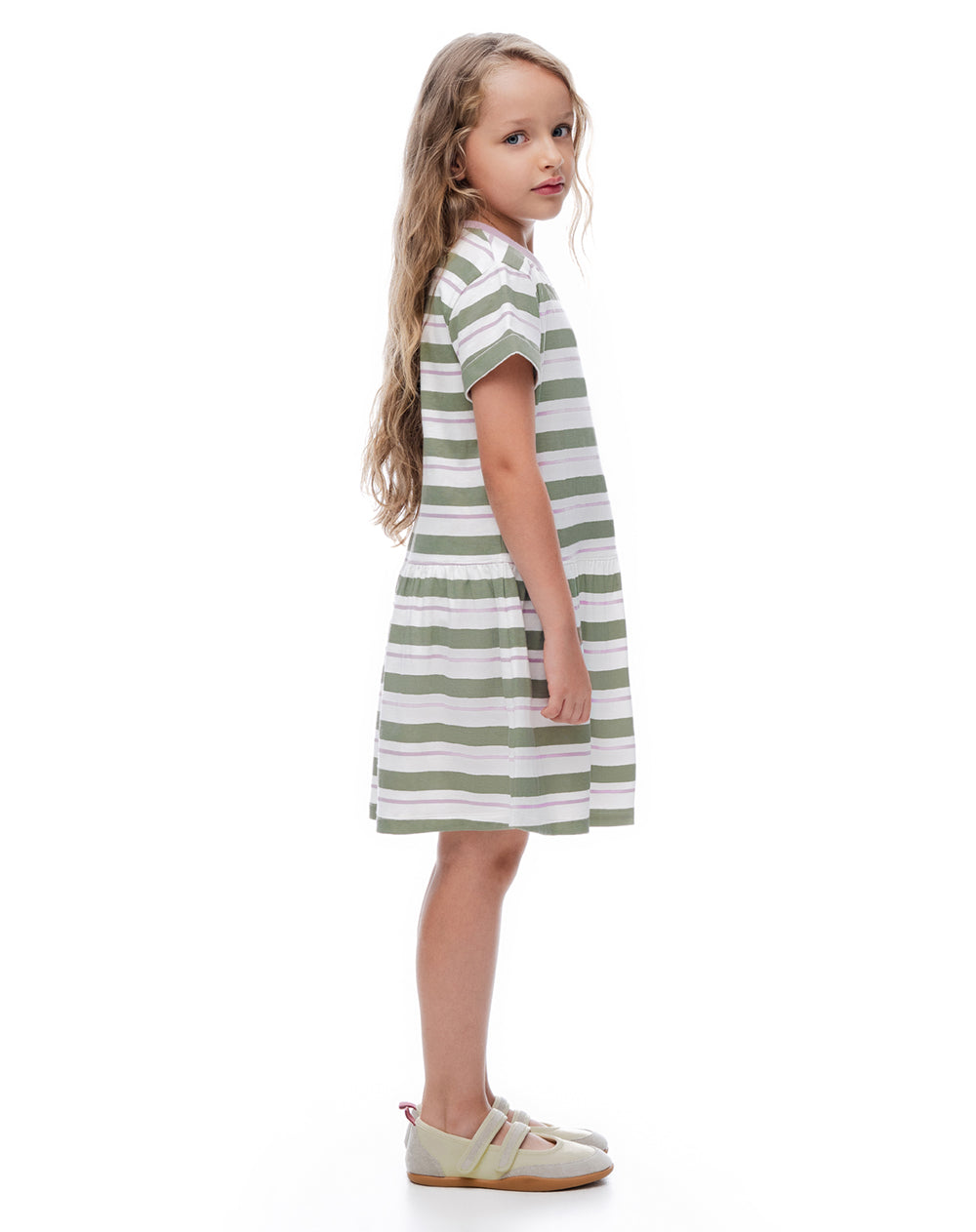 Vestido corto verde rayas