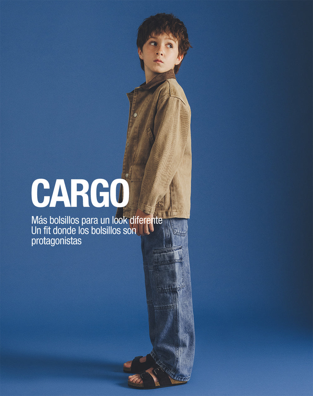 Jean cargo índigo oscuro niño
