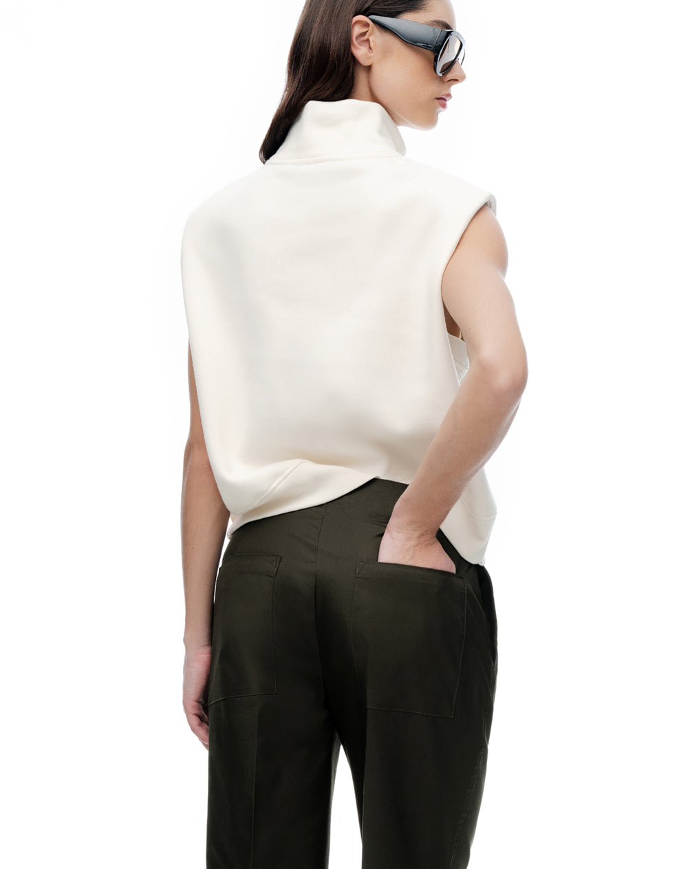 Pantalón regular tiro medio drill verde mujer