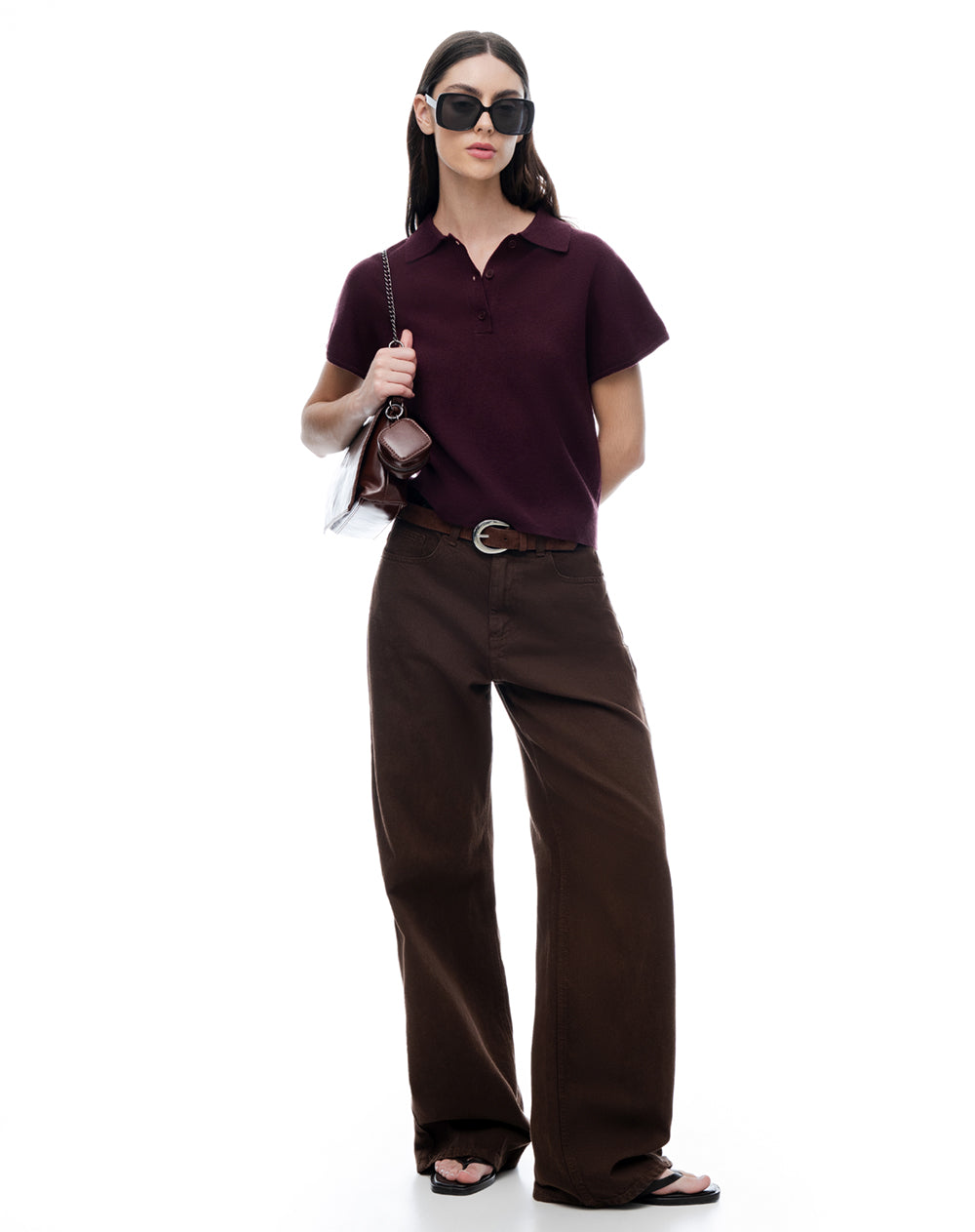 Polo regular vinotinto mujer