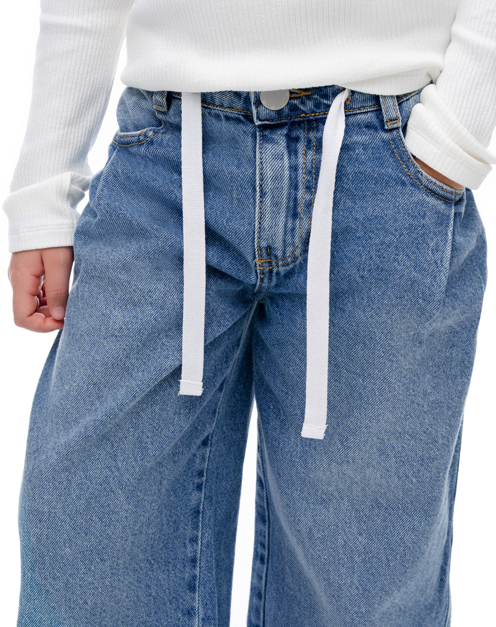 Pantalón loose tiro medio índigo niña