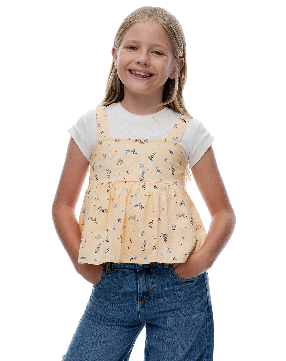 Camisa regular fit amarillo estampado