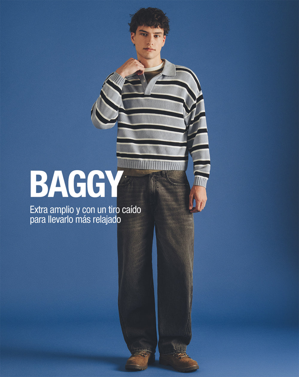 Jean oversize algodón negro hombre