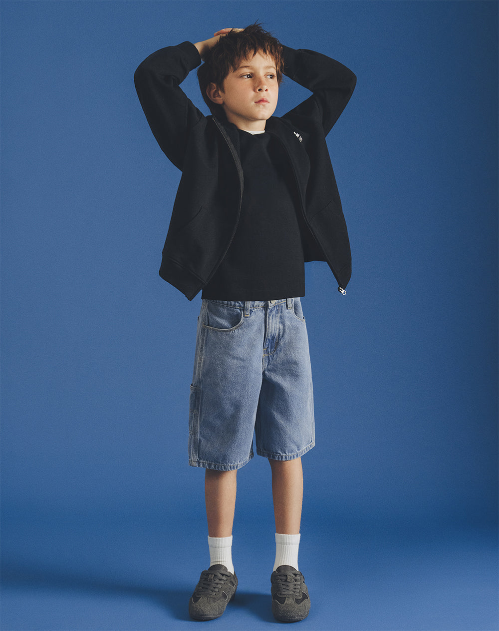 Bermuda denim regular algodón índigo medio niño