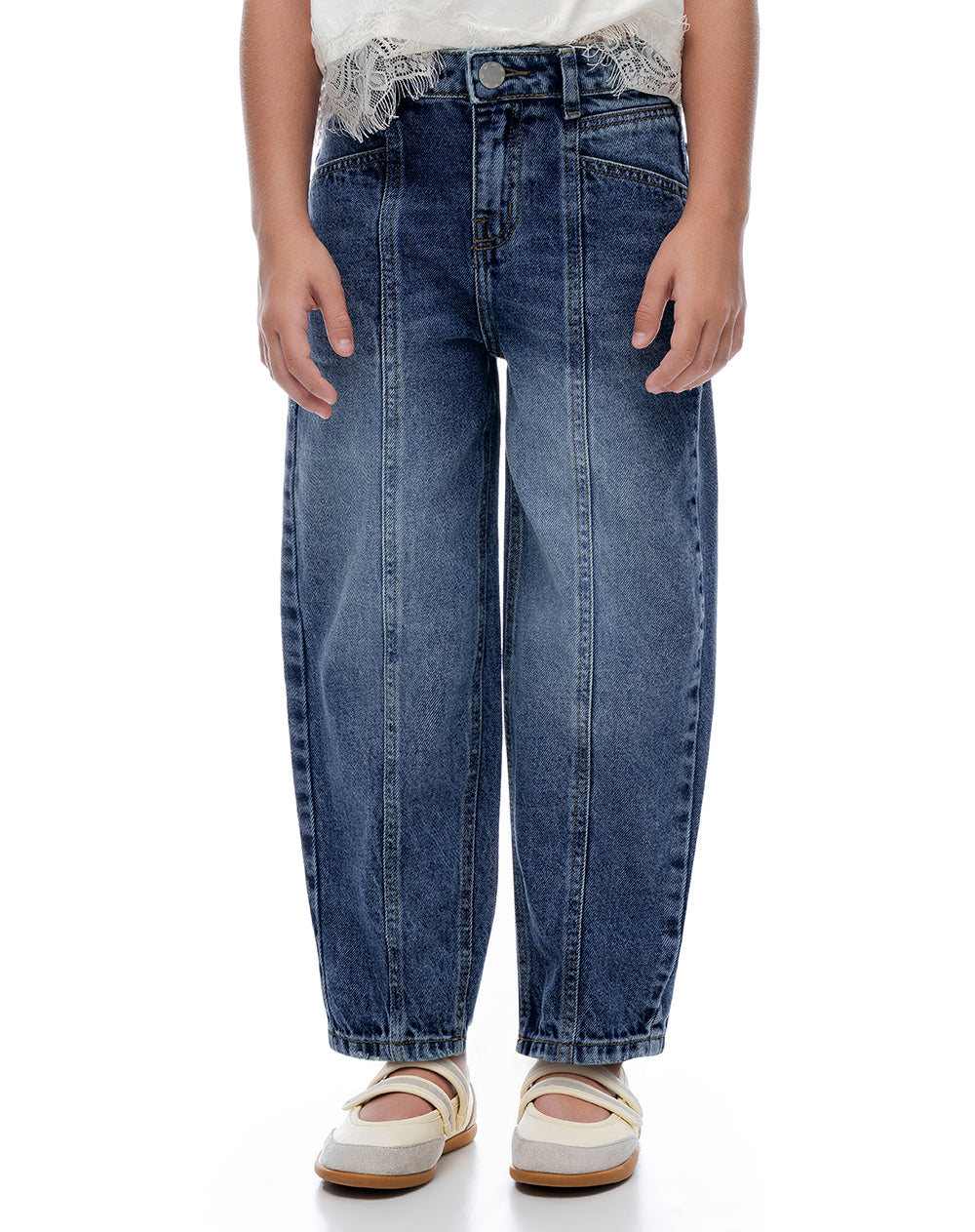 Jean straight tiro medio índigo oscuro niña