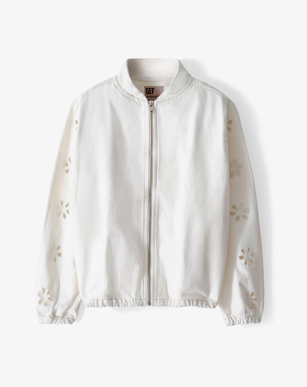 Chaqueta relaxed sin capucha drill blanca niña