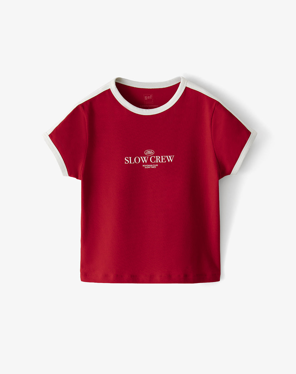 Camiseta slim manga corta roja mujer
